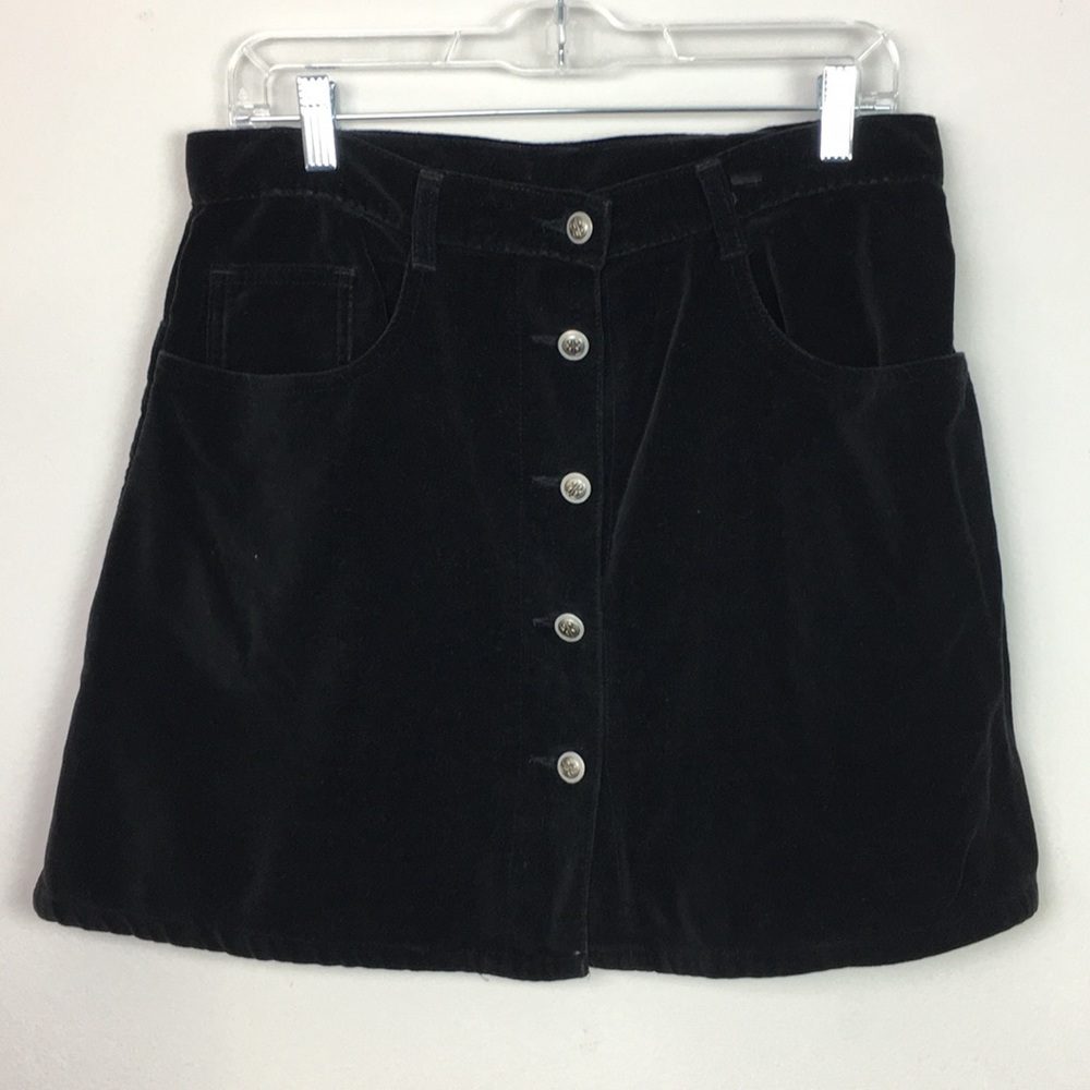 VTG Bill Blass Velvet Button Down Skirt Size 14